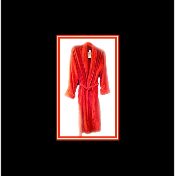 Brand New High End 100% Cotton Unisex Terry Cloth Red Accented Bath Robe, L/XL